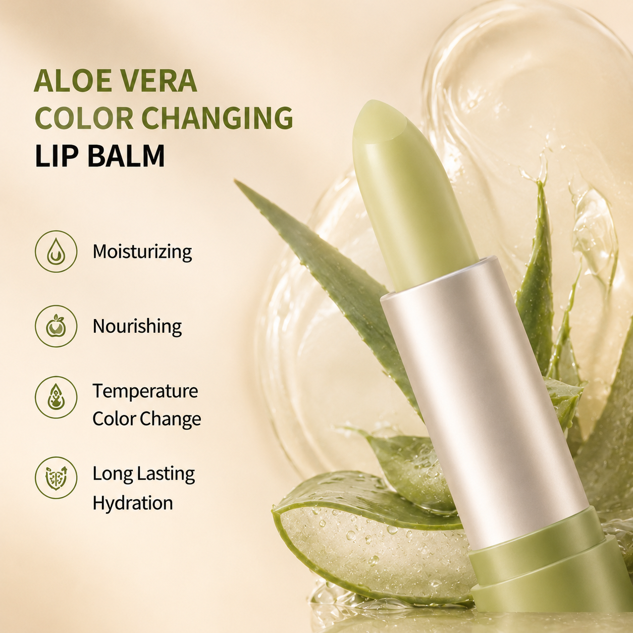 Dobshow® Aloe Vera Color-Changing Magic Lipstick - Hydrating & Waterproof Tinted Lip Balm