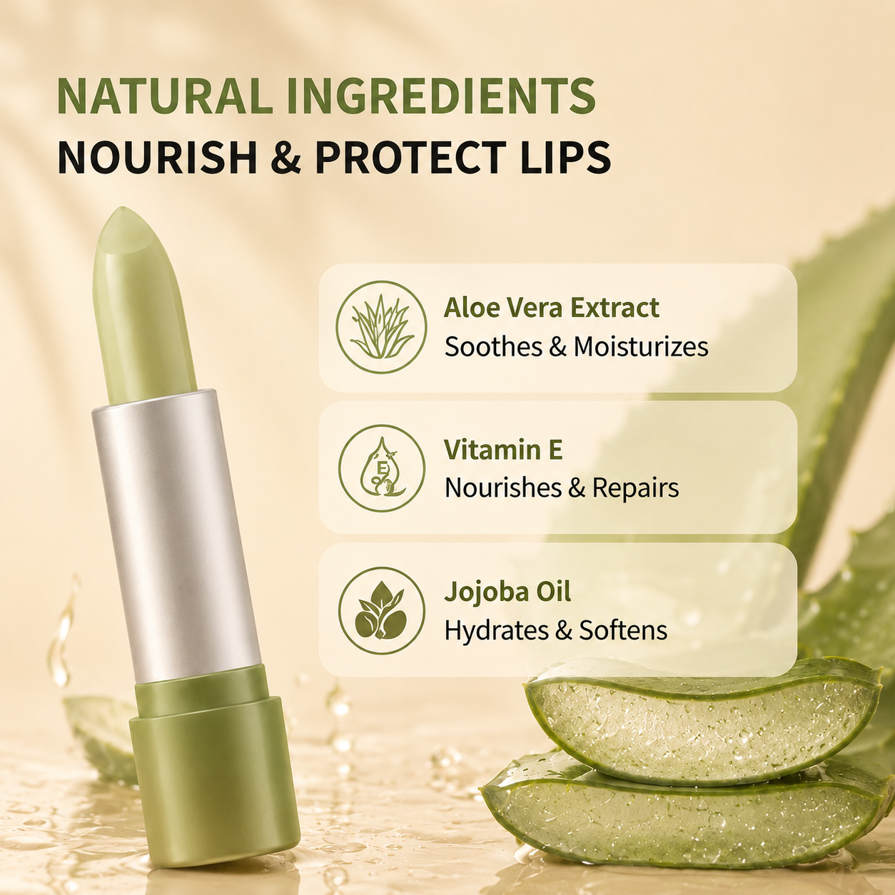 Dobshow® Aloe Vera Color-Changing Magic Lipstick - Hydrating & Waterproof Tinted Lip Balm