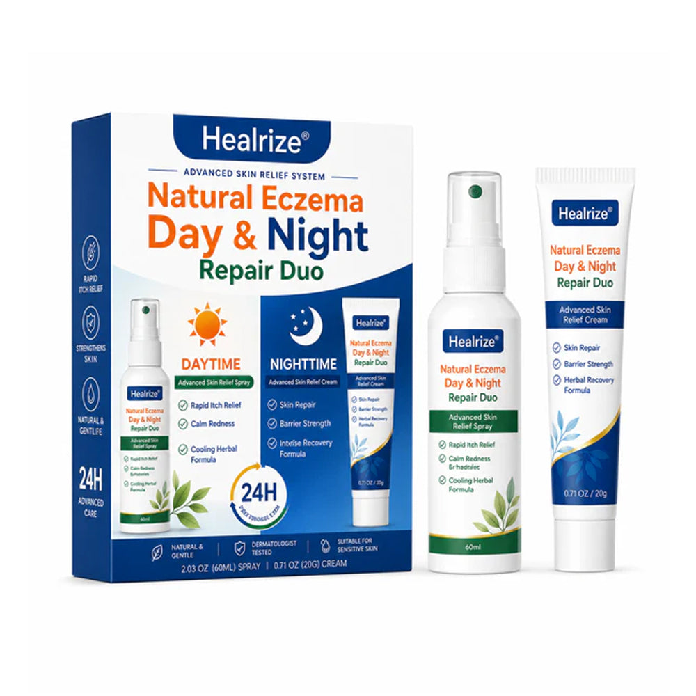 Healrize® Natural Eczema Day & Night Repair Duo – 100% Steroid-Free Soothing for Intense Itch & Barrier Repair