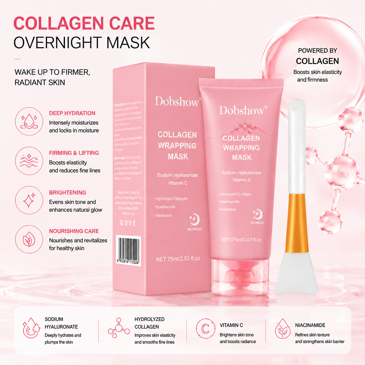 Dobshow® Collagen Wrapping Mask - Peel-Off Sleeping Mask for Firming & Hydrating
