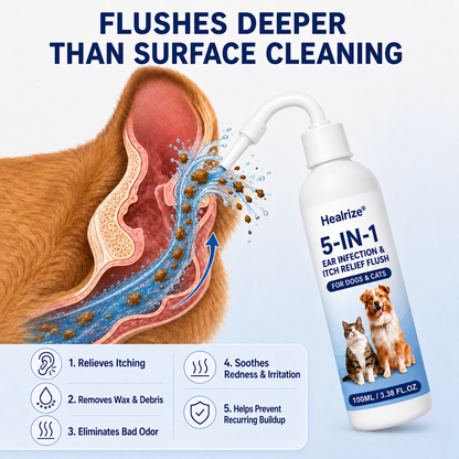 🐱🐕Healrize® 5-in-1 Ear Infection & Itch Relief Flush for Dogs & Cats