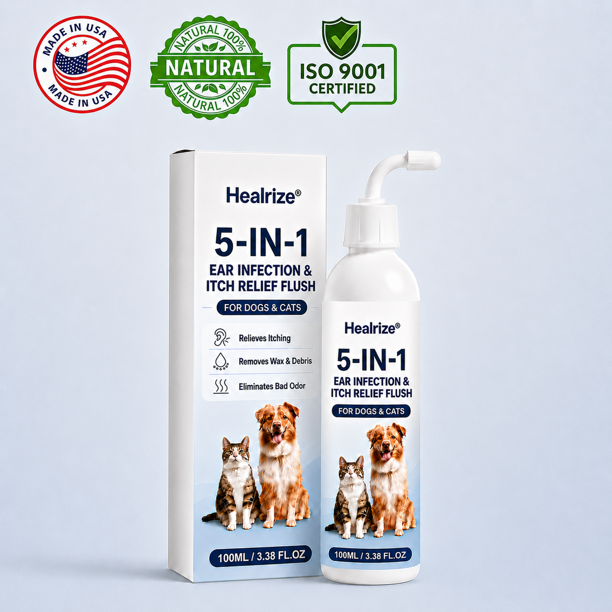 🐱🐕Healrize® 5-in-1 Ear Infection & Itch Relief Flush for Dogs & Cats