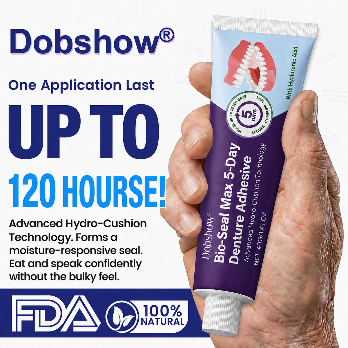 🎉LIMITED SPECIAL OFFER🎉Dobshow® Bio-Seal Max 5-Day Denture Adhesive🦷💜
