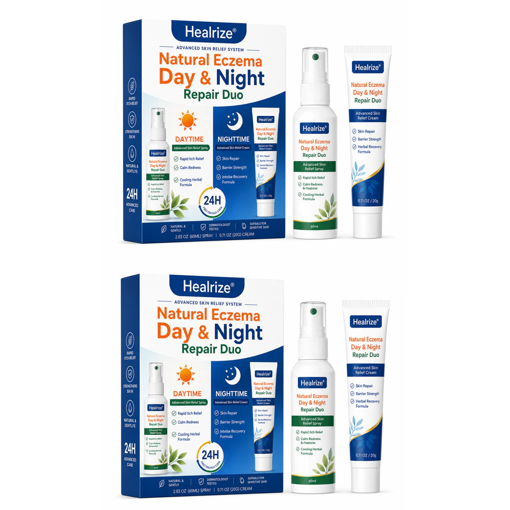 Healrize® Natural Eczema Day & Night Repair Duo – 100% Steroid-Free Soothing for Intense Itch & Barrier Repair