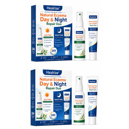 Healrize® Natural Eczema Day & Night Repair Duo – 100% Steroid-Free Soothing for Intense Itch & Barrier Repair