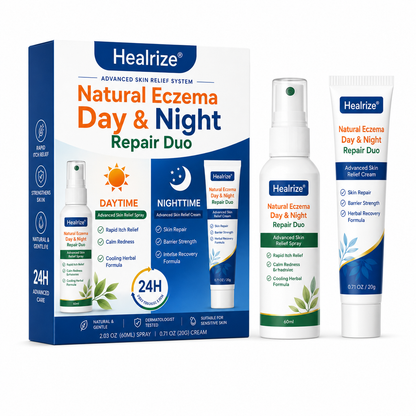 Healrize® Natural Eczema Day & Night Repair Duo – 100% Steroid-Free Soothing for Intense Itch & Barrier Repair