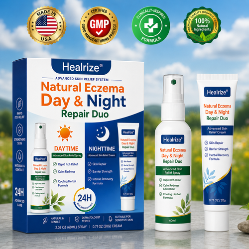 Healrize® Natural Eczema Day & Night Repair Duo – 100% Steroid-Free Soothing for Intense Itch & Barrier Repair